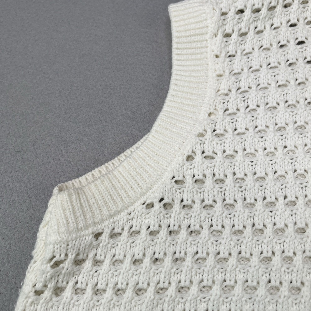 Simply Southern Womens XL Cream Open Knit Sweater Vest 1/4 Zip Sleeveless - Picture 11 of 13
